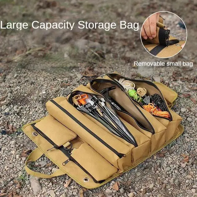 Alt view image 7 of 7 - Camping Storage Bag Multifunctional Outdoor Roll Up Tent Peg Carrier Pack Storage Bag Hiking Travel Storage Pouches