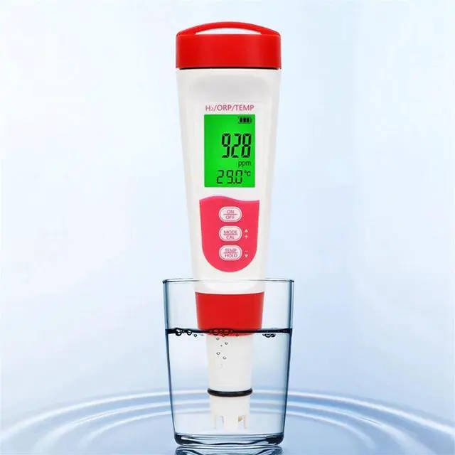 Alt view image 3 of 7 - Hydrogen Water Quality Tester H2 Monitor, TEMP & ORP Meter 0-2400PPb for Drinking Water, Aquariums, Spa,1 x Water Quality Tester,White & Red