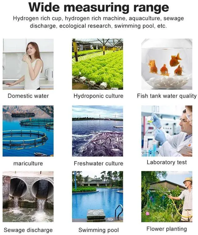 Alt view image 6 of 7 - Hydrogen Water Quality Tester H2 Monitor, TEMP & ORP Meter 0-2400PPb for Drinking Water, Aquariums, Spa,1 x Water Quality Tester,White & Red