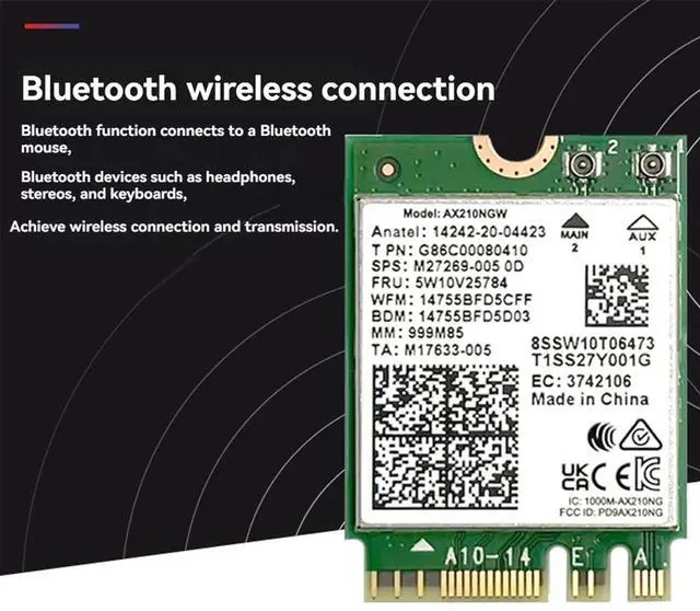 Alt view image 2 of 7 - WiFi 6E AX210 Bluetooth 5..2 Wireless Network Card 5374Mbps 2.4Ghz 5Ghz 6Ghz 802.11ax Wifi Adapter for PC Laptop ABS Photo Color,1 x Wireless Network Card