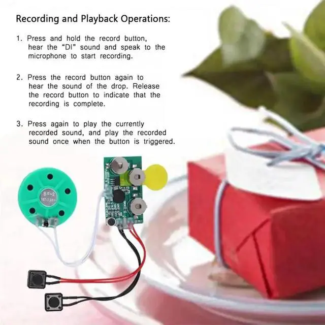 Alt view image 6 of 7 - 3X DIY Voice Module Card 4 Minutes Recording Playback Voice Sound Chip Voice Greeting Card for Holiday Luggage,3 x Voice Sound Chip,Green
