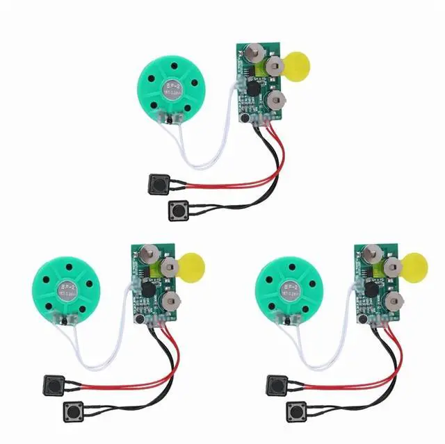 Main image of 3X DIY Voice Module Card 4 Minutes Recording Playback Voice Sound Chip Voice Greeting Card for Holiday Luggage,3 x Voice Sound Chip,Green