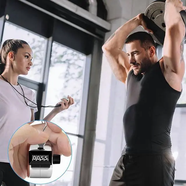 Alt view image 7 of 7 - 2 Pack Clicker Counter, Hand Tally Counter Clicker, 4 Digit Mechanical Palm Click Counter for Coaching, Sports Events,2 * Clicker Counter 2 * lanyards,Silver