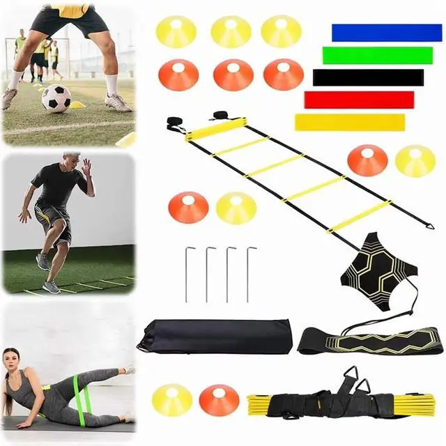 Alt view image 4 of 5 - Soccer Agility Training Equipment Set Agility Ladder Soccer Cones Solo Soccer Trainer for Kids Youth Adults