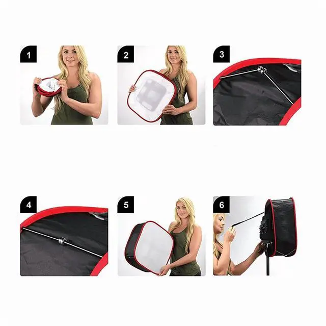 Alt view image 6 of 7 - Portable Softbox LED Light Panel Diffuse Light Room Lighting Modifier for LED Light cloth Black&Red,1 x Collapsible Softbox
