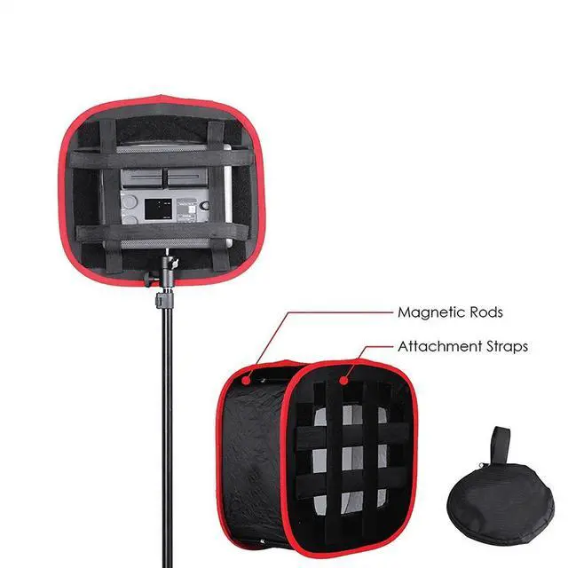 Alt view image 3 of 7 - Portable Softbox LED Light Panel Diffuse Light Room Lighting Modifier for LED Light cloth Black&Red,1 x Collapsible Softbox