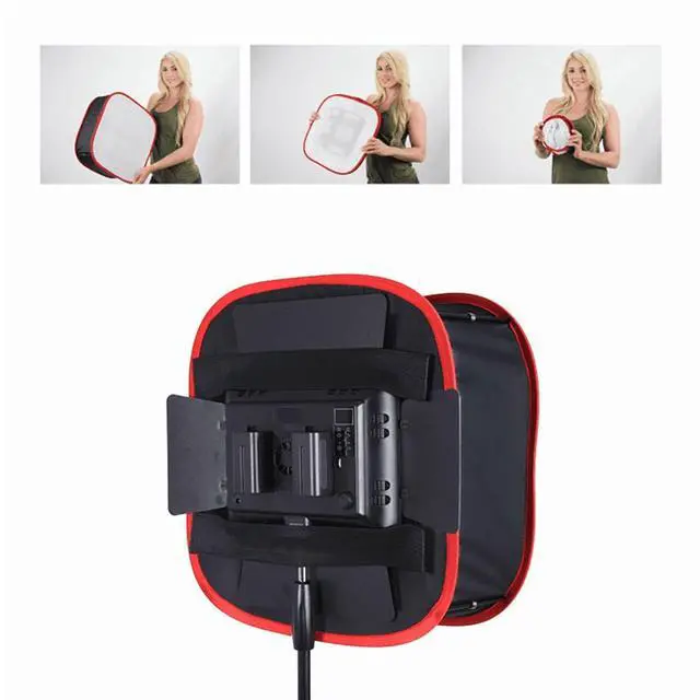 Alt view image 5 of 7 - Portable Softbox LED Light Panel Diffuse Light Room Lighting Modifier for LED Light cloth Black&Red,1 x Collapsible Softbox