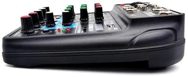 Alt view image 3 of 7 - Professional 4 Channel Digital Mixer Sound Card Microphone Mobile Phone Live Broadcast Recording DJ Audio Equipment(US),1 * 4-channel mixer USB sound card with reverb,Black