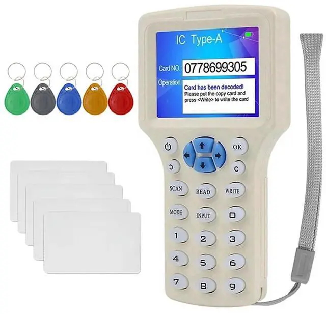 Main image of RFID NFC Smart Card Reader+5XT5577 Keychain/Card RFID Duplicator 125K 13.56MHz IC/ID Key Writer RFID Replicator,1 x Smart Card Reader Kit,Creamy white