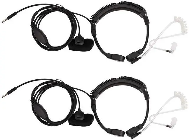 Alt view image 2 of 7 - 2X 3.5mm Adjustable Throat Mic Microphone Covert Acoustic Tube Earpiece Headset with Finger PTT for Android,2 x Throat Mic earphone 2 x Spare earplug,black
