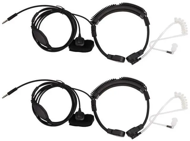 Main image of 2X 3.5mm Adjustable Throat Mic Microphone Covert Acoustic Tube Earpiece Headset with Finger PTT for Android,2 x Throat Mic earphone 2 x Spare earplug,black