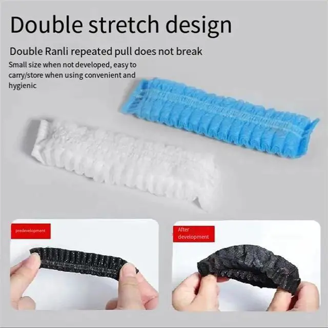 Alt view image 2 of 7 - 100Pcs/Set Gaming Cafe Disposable Headset Cover Non-Woven Headband Dustproof Sweatproof Headset Cover, Black,100 x Disposable Earphone Covers,Black