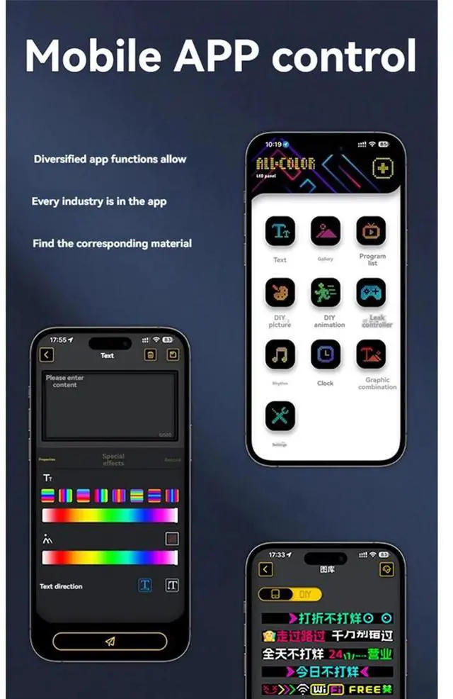 Alt view image 6 of 7 - RGB LED Matrix Pixel Screen Waterproof DIY Programmable Flexible Screen Bluetooth App Control for Car Shop Bar,1 * LED Display 1 * Remote Control