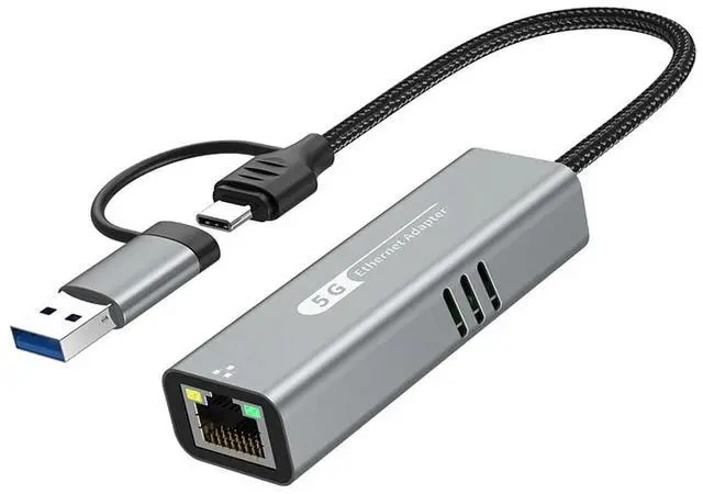 Main image of USB 3.2 to 5Gbps Ethernet Adapter RTL8157 5000Mbps RJ45 Network Converter for Laptop Support 5G,2.5G,1G,100Mbps,1 * 5Gbps Ethernet Adapter,Gray