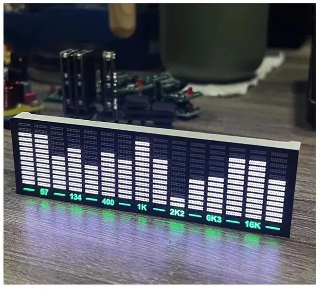 Alt view image 2 of 5 - LED Lights Music Spectrum Pickup Rhythm Analyzer Light Display Voice Control Audio Level Indicator Car Atmosphere Lights,1 set x LED audio spectrum display lights