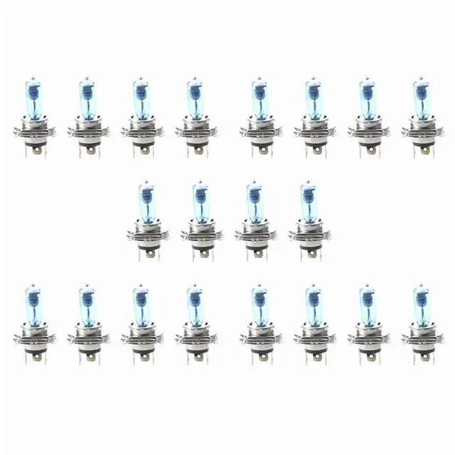 Main image of 20 Lamps Bulbs Car Headlights H4 White Light 100W 12V,20 x Bulb H4,White