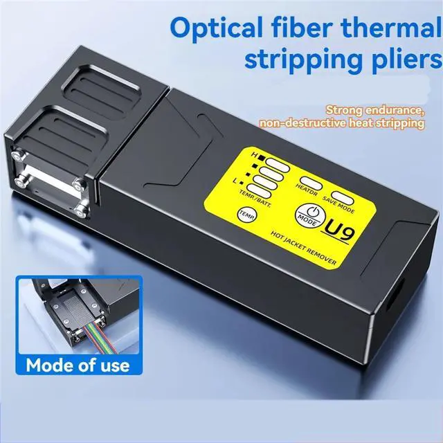 Alt view image 6 of 7 - U9 Fiber Thermal Stripper Efficient Heated Wire Stripping Tool for Ribbon Fiber Includes Lithium Battery Fusion Tool(US),1 * fiber stripper 1 * adapter
