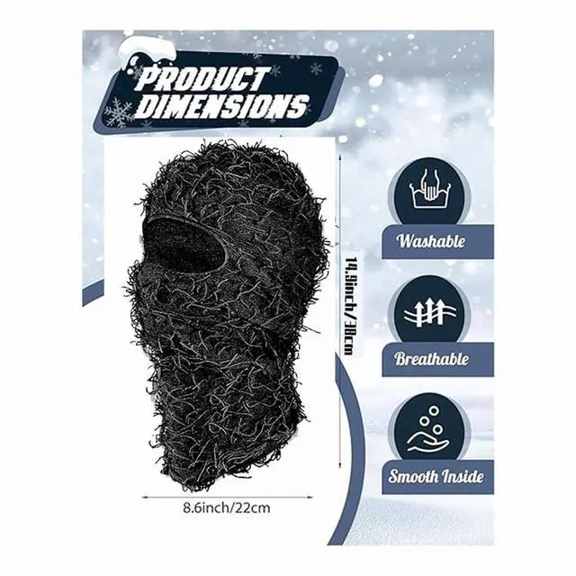 Alt view image 4 of 4 - 2X Distressed Ski Mask Full Face Knitted Fuzzy Yeat Shiesty Distress Mask for Men Women Black