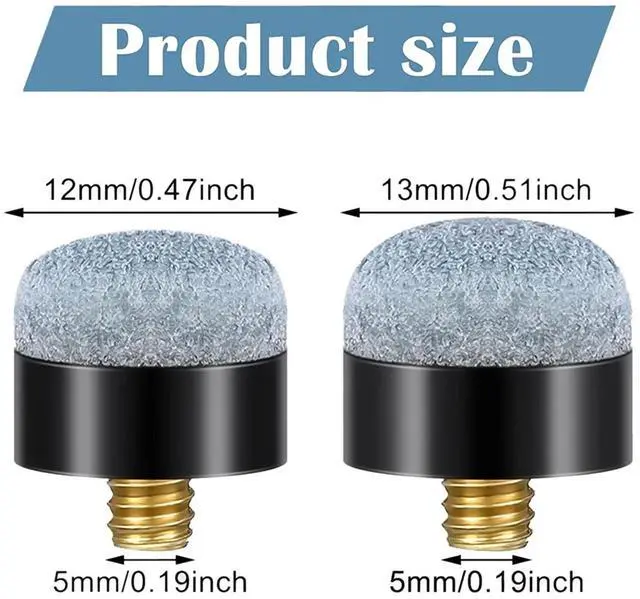Alt view image 6 of 6 - 60Pcs Pieces 12 Mm/13 mm Billiard Pool Cue Stick Tips Screw on Tips Ferrules Replacement Billard Pool Accessories,30 x 13MM club heads 30 x 12MM club heads