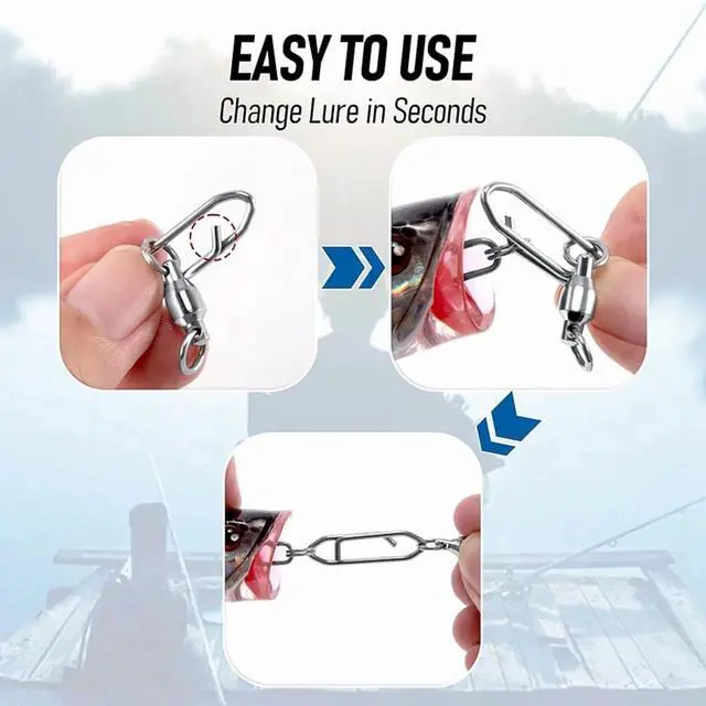 Alt view image 6 of 7 - 30Pack Fishing Speed Clips Quick Change Snap Swivels, Ball Bearing Swivel Power Clips Fishing Snap Swivels Type 0,30 x Fishing Snap Swivels,Silver