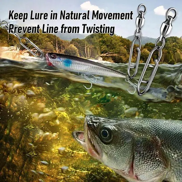 Alt view image 7 of 7 - 30Pack Fishing Speed Clips Quick Change Snap Swivels, Ball Bearing Swivel Power Clips Fishing Snap Swivels Type 0,30 x Fishing Snap Swivels,Silver