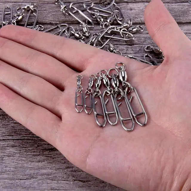 Alt view image 2 of 7 - 30Pack Fishing Speed Clips Quick Change Snap Swivels, Ball Bearing Swivel Power Clips Fishing Snap Swivels Type 0,30 x Fishing Snap Swivels,Silver