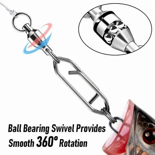 Alt view image 5 of 7 - 30Pack Fishing Speed Clips Quick Change Snap Swivels, Ball Bearing Swivel Power Clips Fishing Snap Swivels Type 0,30 x Fishing Snap Swivels,Silver