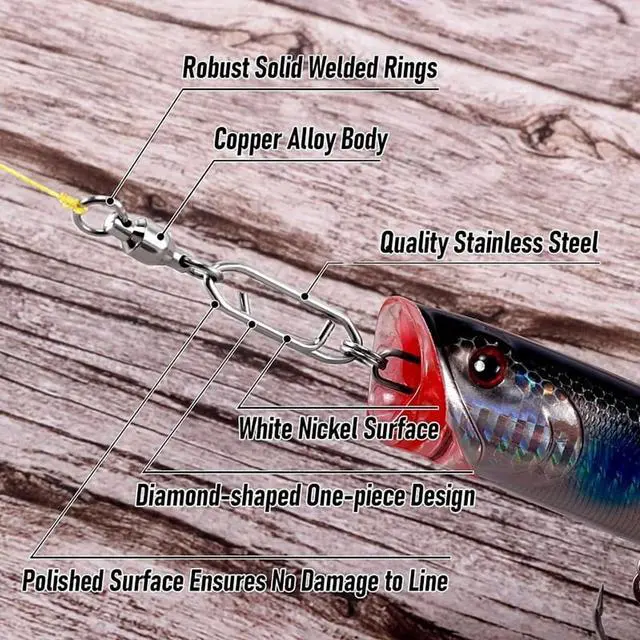 Alt view image 4 of 7 - 30Pack Fishing Speed Clips Quick Change Snap Swivels, Ball Bearing Swivel Power Clips Fishing Snap Swivels Type 0,30 x Fishing Snap Swivels,Silver