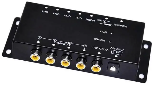 Main image of Car 4-Channel Driving Recorder Switcher Control Car Cameras IR Control Switch Combiner Box for 360° Panoramic Image,1 x Camera Video Control 1 x remote control,Black