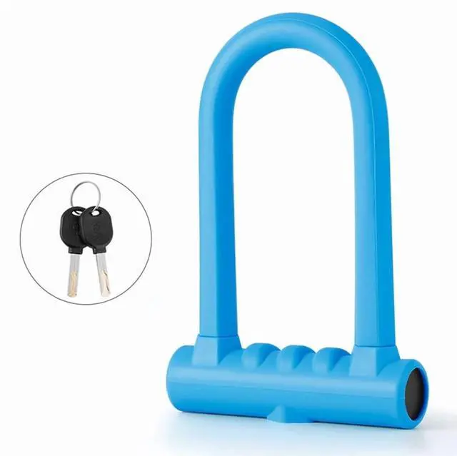 Main image of Bike Lock Anti-Theft Mountain Bike Road Bike Silicone U-Lock Helmet Bicycle Electric Scooter Blue,1 x Padlock,Blue