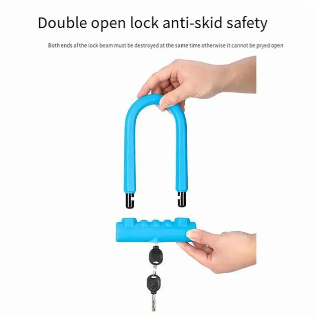 Alt view image 3 of 7 - Bike Lock Anti-Theft Mountain Bike Road Bike Silicone U-Lock Helmet Bicycle Electric Scooter Blue,1 x Padlock,Blue