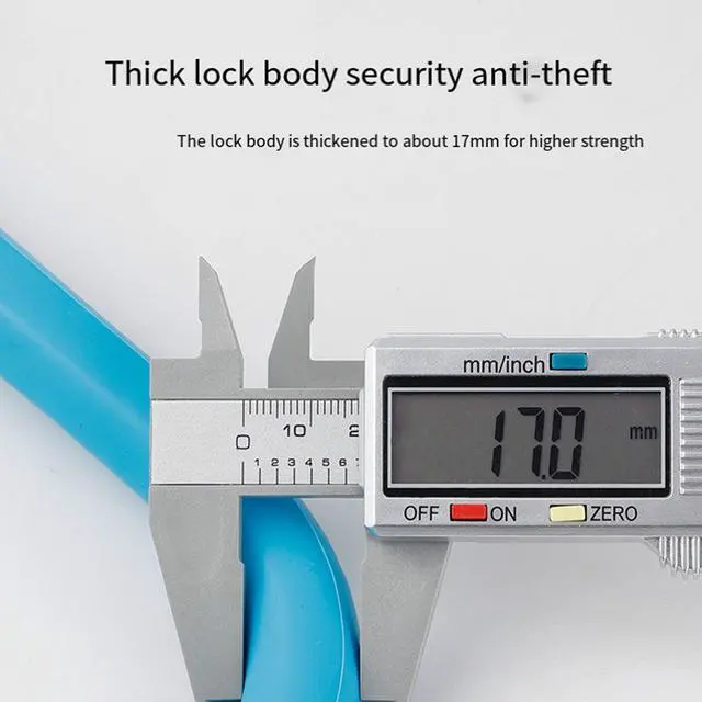 Alt view image 4 of 7 - Bike Lock Anti-Theft Mountain Bike Road Bike Silicone U-Lock Helmet Bicycle Electric Scooter Blue,1 x Padlock,Blue