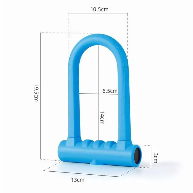 Alt view image 2 of 7 - Bike Lock Anti-Theft Mountain Bike Road Bike Silicone U-Lock Helmet Bicycle Electric Scooter Blue,1 x Padlock,Blue
