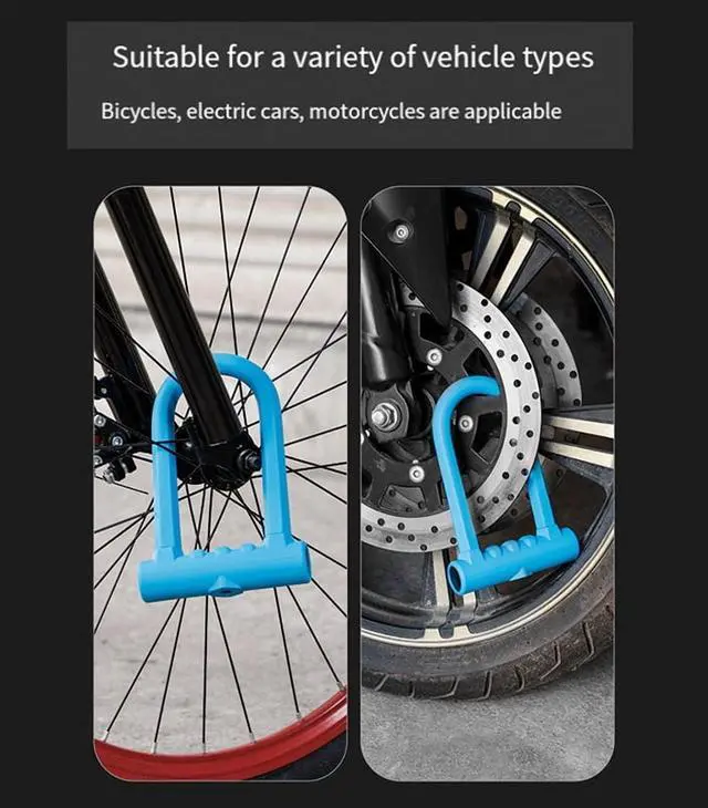 Alt view image 5 of 7 - Bike Lock Anti-Theft Mountain Bike Road Bike Silicone U-Lock Helmet Bicycle Electric Scooter Blue,1 x Padlock,Blue