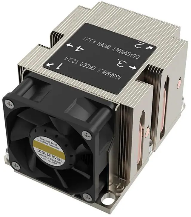 Alt view image 6 of 7 - LGA3647-2U-R83 Cooler 240W for Lga 3647 Narrow Type Radiator 2u Heat Sink 4 Heat Pipe Side Blow Cooling Fan,1 * cpu Cooler