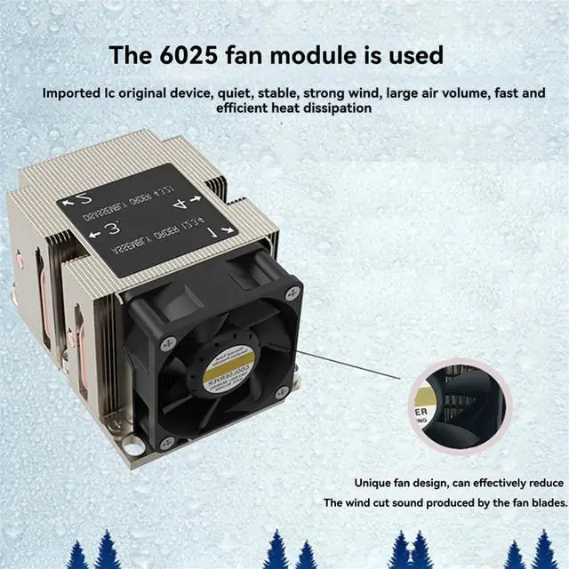 Alt view image 5 of 7 - LGA3647-2U-R83 Cooler 240W for Lga 3647 Narrow Type Radiator 2u Heat Sink 4 Heat Pipe Side Blow Cooling Fan,1 * cpu Cooler