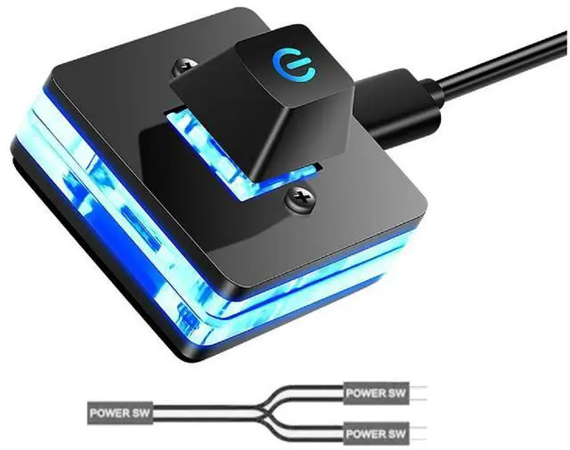 Alt view image 3 of 7 - Desktop Computer Power Button with Extension Cable and LED Light, Long Desk PC Switching Cable for Easy Start