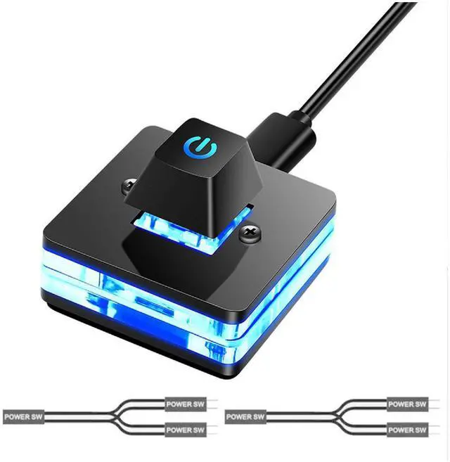 Alt view image 4 of 7 - Desktop Computer Power Button with Extension Cable and LED Light, Long Desk PC Switching Cable for Easy Start