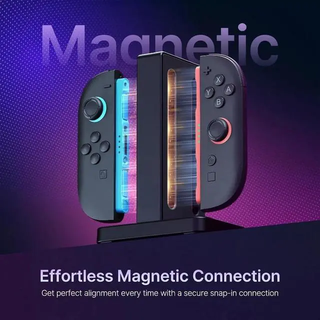 Alt view image 4 of 7 - Controller charger compatible with Switch 2, Joy-Pad charging dock with audible alarm and charging indicator, USB Type-C charging cable included