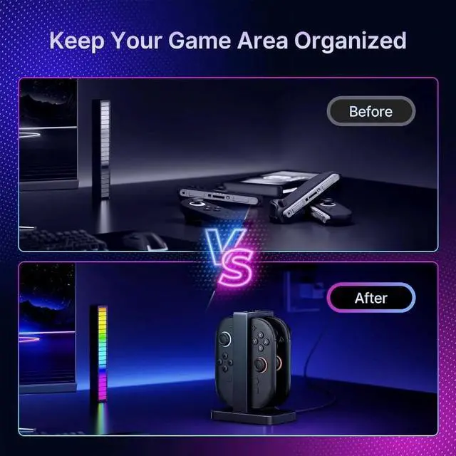 Alt view image 7 of 7 - Controller charger compatible with Switch 2, Joy-Pad charging dock with audible alarm and charging indicator, USB Type-C charging cable included