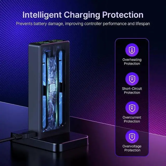 Alt view image 3 of 7 - Controller charger compatible with Switch 2, Joy-Pad charging dock with audible alarm and charging indicator, USB Type-C charging cable included