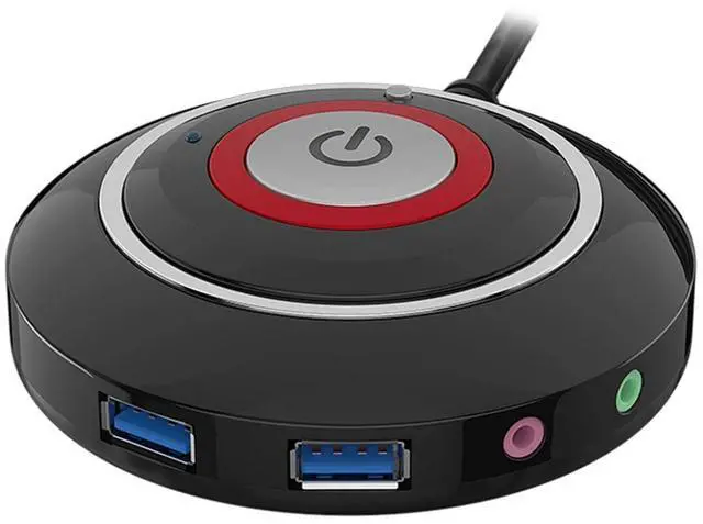 Alt view image 2 of 7 - Lifetechs Desktop Switch Multi-function Interface Dual USB Audio Anti-theft Big Button Sensitive PC Reset with Extension Cord Desktop PC Power Button Switch for Home Office Internet Bar