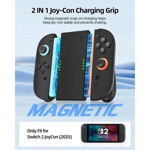 Alt view image 4 of 7 - Switch 2 Joy Con Charging Controller - Fast USB-C charging, LED indicator light, ergonomic comfortable controller, suitable for Switch 2, durable gaming accessories