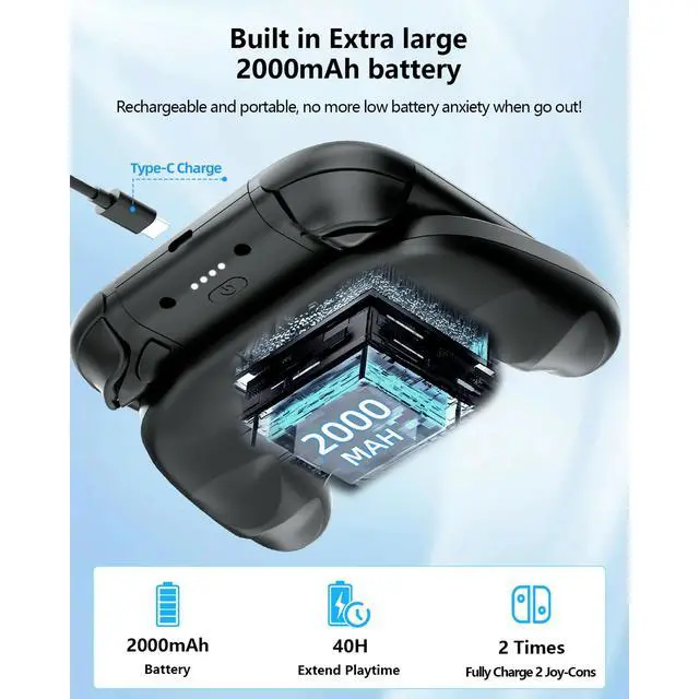 Alt view image 3 of 7 - Switch 2 Joy Con Charging Controller - Fast USB-C charging, LED indicator light, ergonomic comfortable controller, suitable for Switch 2, durable gaming accessories