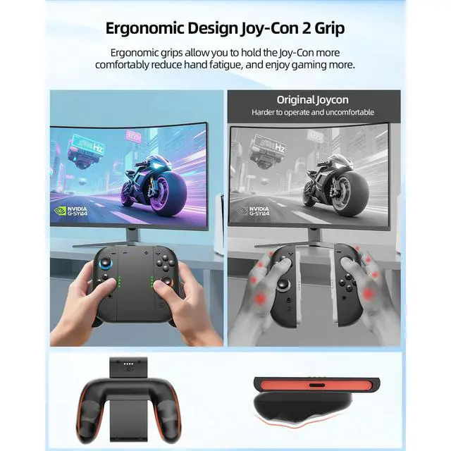 Alt view image 7 of 7 - Switch 2 Joy Con Charging Controller - Fast USB-C charging, LED indicator light, ergonomic comfortable controller, suitable for Switch 2, durable gaming accessories