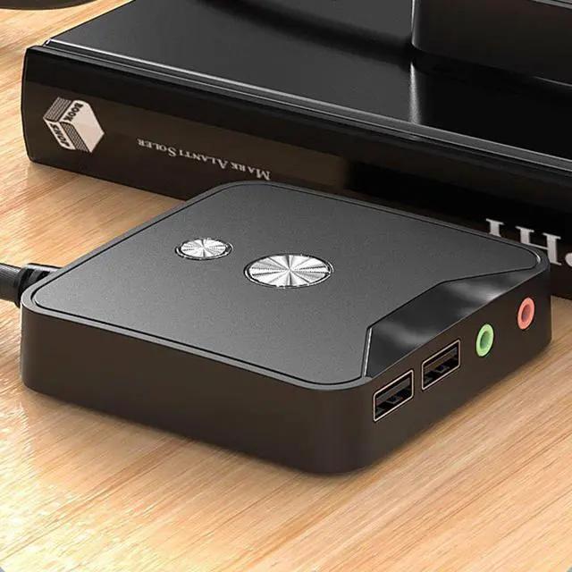 Alt view image 7 of 7 - PC Host Power Switch Button Switch Box dual USB interfaces dual Audio Port for Computer Desktop Remote Control