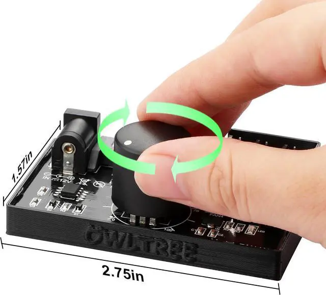 Alt view image 6 of 6 - 4 Pin 12V PWM Fan Controller 6 Fans Supported , PC Fan Adapter Hub Powered by SATA and DC 5525, Cooling Fan Speed Knob with Max Total 60W 5A Output