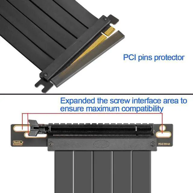Alt view image 4 of 5 - PCIE 4.0 Riser Cable 90 Degree, PCIe 4.0 x16 High Speed Flexible Extender Card, EMI Shielded 30AWG, TPE Cable Sleeves, Pcie 4.0 Riser Compatible with 4090 4080 4070 3090 and Pcie 3.0 System 20cm