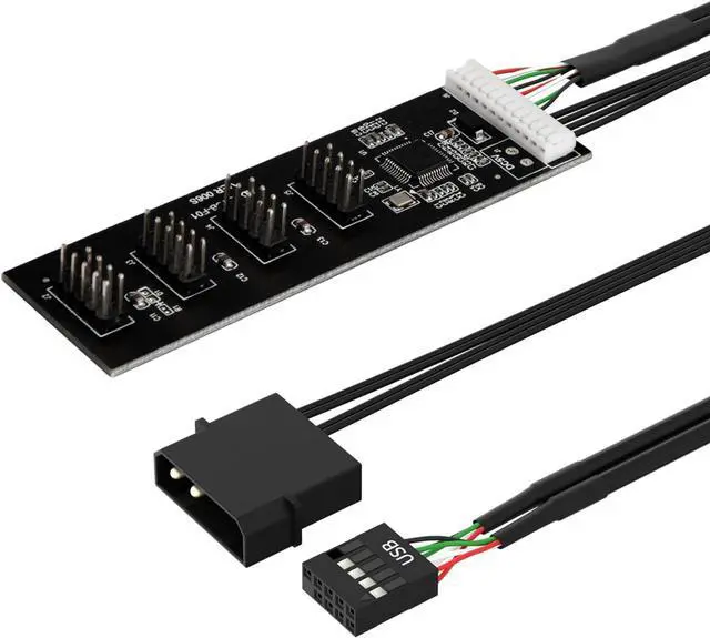 Main image of 9 Pin USB 2.0 to 4X 9 Pin Extension Splitter, USB 2.0 Header Splitter, Internal USB Hub USB 2.0 Splitter