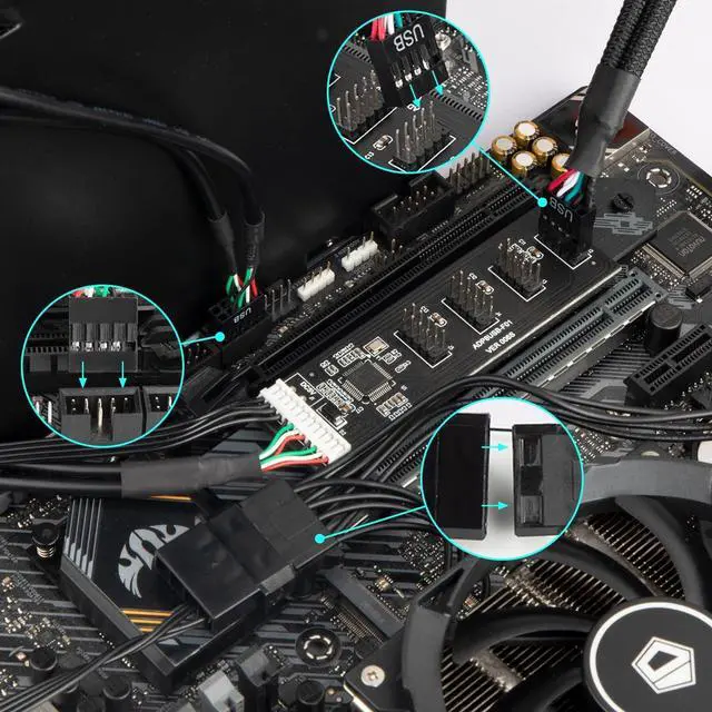 Alt view image 3 of 5 - 9 Pin USB 2.0 to 4X 9 Pin Extension Splitter, USB 2.0 Header Splitter, Internal USB Hub USB 2.0 Splitter